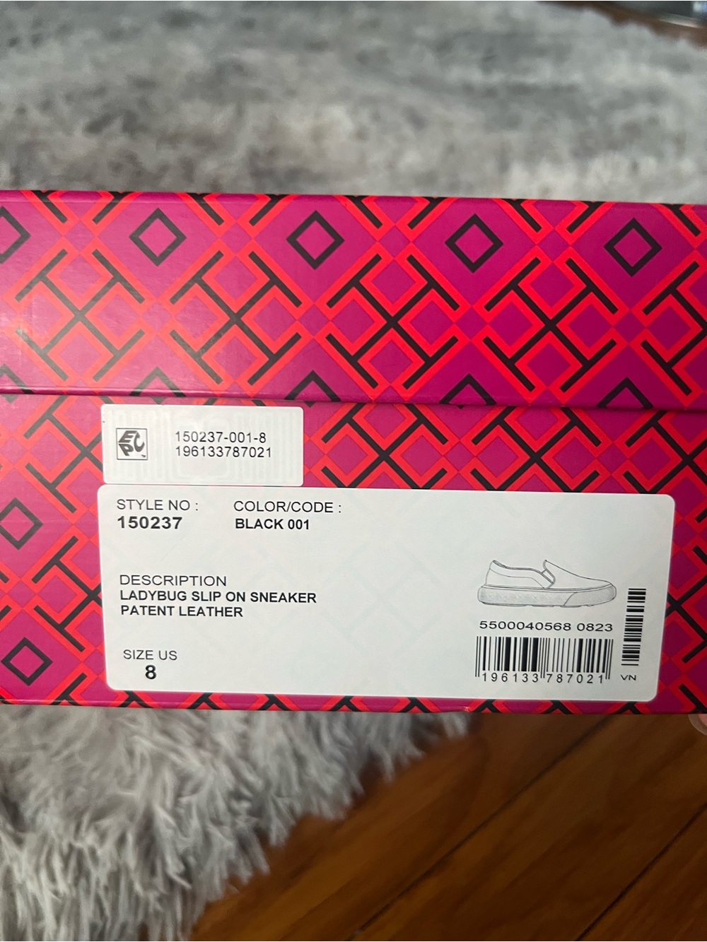 Tory Burch Black Ladybug Patent Slip-On Sneakers with Cream Platform Sole Size:8 - Picture 7 of 7